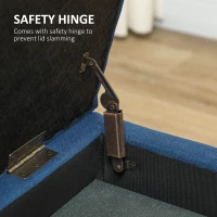 HOMCOM Banco de Armazenamento Acolchoado Banco Estofado em Linho Tampa com Abertura  125x49x41,5 cm Azul Escuro(m-8)