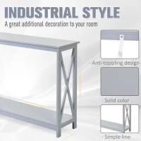 HOMCOM Console Table, Modern Hallway Table with Bottom Storage Shelf and X-frame, Sofa Table for Living Room, Entryway, Grey(m-4)