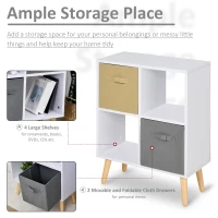 HOMCOM Freestanding 4 Cube Unit Cabinet Unit w/ 3 Fabric Drawers Handles Home Office Storage Shelves(m-5)