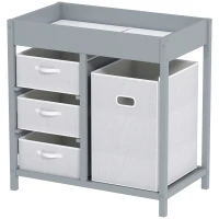 AIYAPLAY Baby Changing Unit with 4 Storage Drawers, Mat for Bedroom Nursery, 84 x 84.5 cm, Grey(m-11)