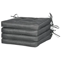 Outsunny Set of 4 Garden Seat Cushion with Ties, 42 x 42cm Replacement Dining Chair Seat Pad, Grey(m-11)