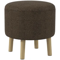 HOMCOM Round Ottoman Stool with Storage, Linen Fabric Upholstered Foot Stool with Padded Seat, Hidden Space and Wood Legs(m-1)