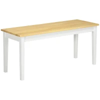HOMCOM Banc en bois pour 2 personnes bicolore assise naturelle et piètement blanc 102 x 36 x 45 cm(m-12)