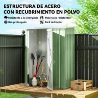 Outsunny Cobertizo Exterior 1,07m² 142x84x189 cm con Puerta y Orificios de Drenaje para Almacenamiento de Herramientas Verde(m-4)