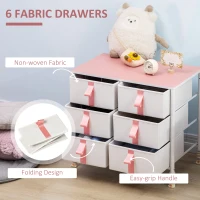 HOMCOM Bedroom Chest of Drawers, Cloth Organizer Unit with Fabric Drawers and Steel Frame, 6 Drawer Dresser, Pink(m-4)