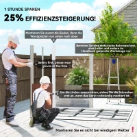 Outsunny Geräteschuppen aus Metall, wetterfest & rostfrei, abschließbar,  2,40 x 2,06 x 1,98 m, Teak(m-4)