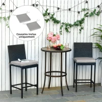 Outsunny Lot de 2 Coussins de Chaise Fauteuil de Jardin Coussins d'assise déhoussables Rembourrage 5 cm Polyester Gris clair(m-2)