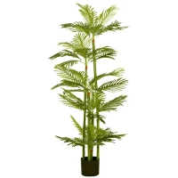 HOMCOM Artificial Plant Tropical Palm in Pot, Fake Plants for Home Indoor Outdoor Decor, 15x15x140cm(m-10)