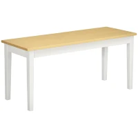 HOMCOM Banc en bois pour 2 personnes bicolore assise naturelle et piètement blanc 102 x 36 x 45 cm(m-11)