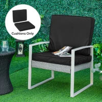 Outsunny 2 Piece Garden Chair Cushions with 1 Seat Cushion 1 Back Pad for Rattan Sofa Chair, Outdoor Seat Pads for Indoor and Outdoor Use, Black(m-2)