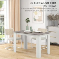 HOMCOM Mesa de Comedor para 4-6 Personas Rectangular de Melamina de Madera y Estilo Moderno 120x69x75 cm Gris y Blanco(m-4)