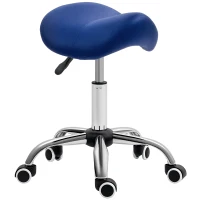 HOMCOM Saddle Stool, Height Adjustable Salon Chair for Massage Spa, Faux Leather, Brown(m-10)