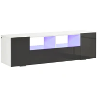 HOMCOM 16 LED Light TV Stand, with Storage - High Gloss Grey(m-1)