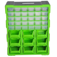 DURHAND Plastic 39 Drawer Parts Organiser Wall Mounted Storage Cabinet Garage for Small Nuts Bolts Tool Clear(m-4)