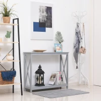 HOMCOM Console Table, Modern Hallway Table with Bottom Storage Shelf and X-frame, Sofa Table for Living Room, Entryway, Grey(m-2)