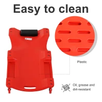 DURHAND Mechanic Vehicle Creeper Under Car Repair Padded Headrest Rolling Moulded Workshop Garage Assistance with Tool Tray, Red(m-4)