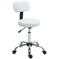 HOMCOM 360° Swivel Seat Salon Stool - White(m-10)