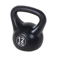 HOMCOM Pesa Rusa de 12 kg Kettlebell Relleno de Arena con Mango Ancho Antideslizante para Entrenamiento 27x21x31 cm Negro