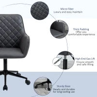 Vinsetto Office Desk Chair, Leather-Feel Fabric Computer Swivel Chair with Rolling Wheels and Adjustable Height for Home, Grey(m-5)