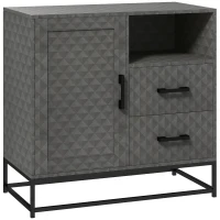 HOMCOM Sideboard with Adjustable Shelf, Freestanding Sideboard Storage Cabinet with Open Compartment and 2 Drawers, Grey(m-1)