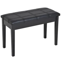 HOMCOM Faux Leather Piano Stool Makeup Dressing Stool Bench Dressing Table Seat with Storage 75L x 35W x 49H (cm) - Black(m-1)