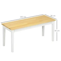 HOMCOM 102 cm Wood Dining Bench for 2 People, Wooden Bench for Kitchen, Dining Room, Entryway, White(m-3)