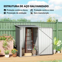 Outsunny Abrigo de Jardim 0,92 m² 100x103x160 cm de Aço Galvanizado com Porta Fechadura e Teto Inclinado  Cinza(m-4)