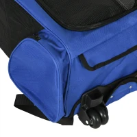 PawHut Pet Carrier on Wheels, 2 in 1 Pet Backpack Cat Puppy Dog Carrier w/ Telescopic Handle for Travel, Blue(m-8)
