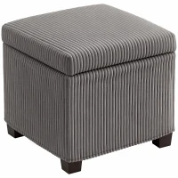 HOMCOM Storage Ottoman Bench, Corduroy Footstool with Removable Lid and Legs, 40cm Storage Chest Box for Living Room, Bedroom, Hallway, Grey(m-10)