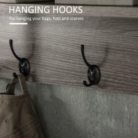 HOMCOM Wall-Mounted Coat Rack, Floating Hanging Shelf with 4 Coat Hooks and Open Shelf, Keyholder for Hallway, Mud Room, Grey(m-5)