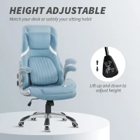 Vinsetto Linen-Look Office Chair, with Adjustable Height and Tension - Blue(m-4)