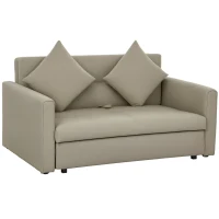 HOMCOM 2 Seater Sofa Bed with Hidden Storage, Pull Out Convertible Bed Settee, Modern Snow Flannel Loveseat Sofa Sleeper with 2 Cushions for Living Room, Guest Room, Light Brown(m-10)