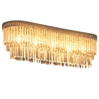 HOMCOM Modern Raindrop Crystal Chandelier, Round Rectangular hanging Ceiling Light, Linear Hanging Lighting with Stainless Steel Base, for Restaurant Kitchen Island Dining Room Hotel, Silver(m-10)