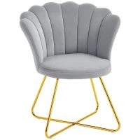 HOMCOM Velvet-Feel Lotus Petal Accent Chair - Grey(m-10)
