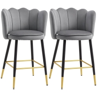 HOMCOM Set da 2 Sgabelli da Bar con Poggiapiedi e Base in acciaio