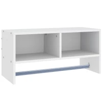 HOMCOM Wall Mounted Coat Hanger Hooks Rack Stand Hallway Coat Rack Rail & Storage Shelf Hanging Coat Organizer (White)(m-1)