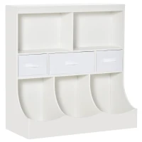 HOMCOM Meuble de rangement jouets enfant bibliothèque étagère de jouet pour chambre d'enfant 5 casiers 3 tiroirs non tissé MDF dim. 93,1L x 40l x 94H cm blanc(m-11)
