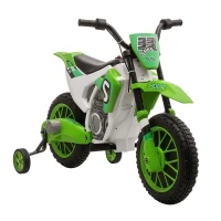 HOMCOM 12V Kids Electric Motorcycle Ride-On, with Training Wheels, for Ages 3-6 Years - Green(m-10)