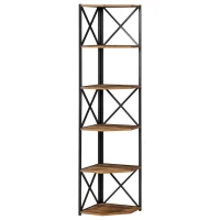 HOMCOM Libreria Angolare a Muro, Scaffale Stile Industriale in Legno e Metallo con 5 Ripiani, 39x39x175cm, Marrone Rustico(m-1)