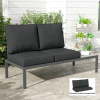 Outsunny Ensemble de 3 coussins d'extérieur pour banquette canapé, 1 coussin d'assise et 2 coussins de dossier, déhoussables(m-2)