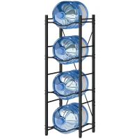 HOMCOM Soporte para Garrafones de Agua de 4 Niveles Estante de Almacenamiento para Botella de Agua para Cocina Comedor Negro(m-11)
