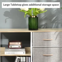 HOMCOM Chest of Drawers Storage  Dresser Cabinet Organizer with 3 Fabric Drawers and 2 Display Shelves for Living Room, Bedroom, Hallway, Beige(m-5)