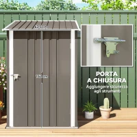 Outsunny Casetta Porta Attrezzi 0.92m² in Acciaio Zincato con Tetto Inclinato e Serratura, 100x103x160 cm, Marrone(m-5)