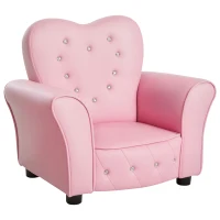 HOMCOM Poltroncina per Bambini Imbottita, Poltrona per cameretta con Rivestimento in PVC e Struttura in Legno, 59x41.5x49cm, Rosa(m-1)