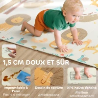 AIYAPLAY Tapis de jeu pour enfant bebe, tapis d'éveil bébé pliable épais réversible en mousse, 196 x 176 x 1,5 cm, multicolore(m-6)