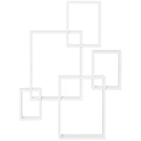 HOMCOM Floating Shelves, Wall Mounted Interlocking Cube Shelves, Display Wall Shelf for Living Room, Bedroom, Hallways, White(m-1)