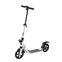 HOMCOM Folding Kick Scooter Hight-Adjustable Urban Scooter w/ Rear Brake, Double Shock Absorption System & 2 Big Wheels, For 14+ Teens Adult, White(m-10)