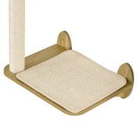 PawHut 3PCs Wall-Mounted Cat Shelves, with Jumping Platforms, Hammock, Scratching Post - Oak Tone(m-9)