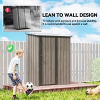 Outsunny 5ft x 3ft Metal Garden Storage Shed, Outdoor Tool Shed with Sloped Roof, Lockable Door for Tools, Equipment, Light Grey(m-6)