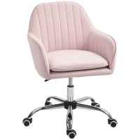 HOMCOM Schreibtischstuhl Höhenverstellbarer Bürostuhl Drehbar Homeoffice Stuhl mit Rücken- und Armlehne Rosa(m-10)